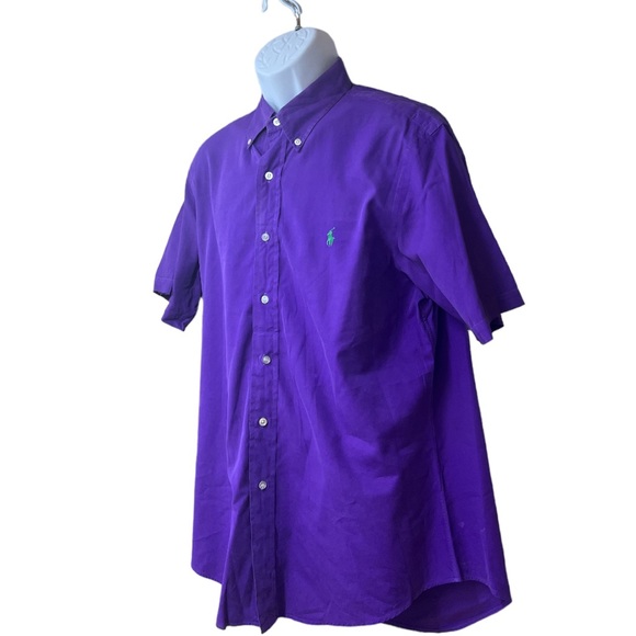 SzL Purple Custom Fit Short Sleeve Button Down Ralph Lauren - Picture 4 of 6